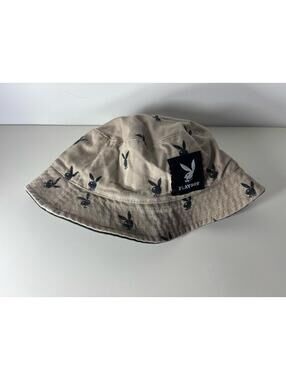 Playboy Unisex Reversible Bucket Hat One Size Tan & Black